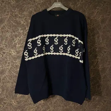 [단기 판매] 90s giogoi 모노그램 니트 이시노 타쿠야 착용