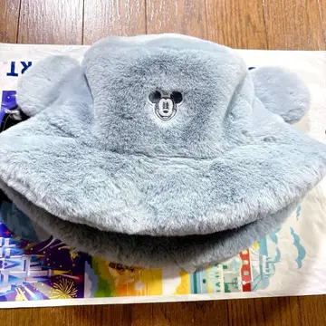 디즈니 미키 모자 버킷햇 퍼 복슬복슬 블루