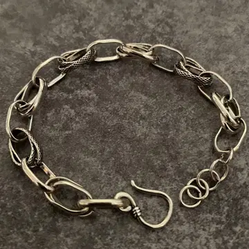 멕시칸 주얼리 실버 925 링크 체인 팔찌 슬림