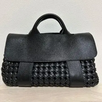 뜨개질 블랙 가죽 핸드백