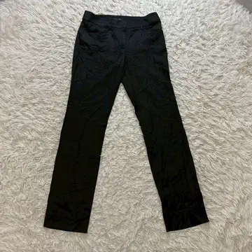 블랙 실크 혼방 스트레이트 팬츠 L