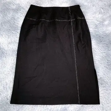 TNTS [38] 미디 기장 스커트 블랙 여성용 울 세미 포멀