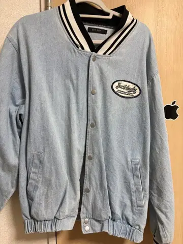 바시티 자켓 라이트 블루 자수 로고