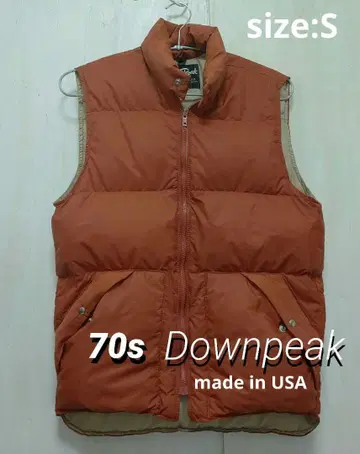 [70s] 다운 피크 다운 베스트 브라운 계열 오렌지 Vintage