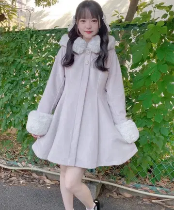 ROJITA 백리본 후디 코트 핑크