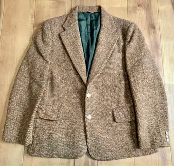 빈티지 헤링본 트위드 테일러드 자켓 브라운 계열