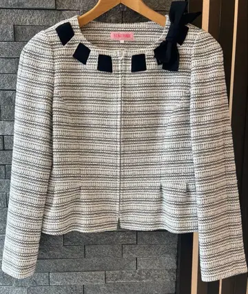 유키토리이 노카라 자켓 화이트 네이비 스트라이프