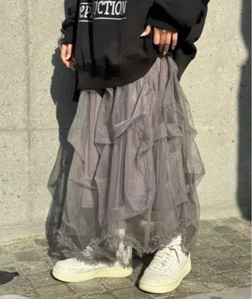 CIAOPANIC 턱 라메 튤 볼륨 스커트