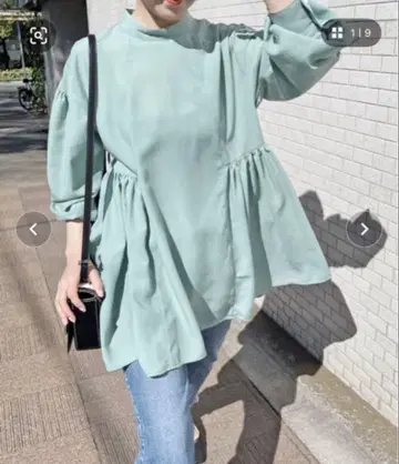 Spick & Span 라이트 크로스 개더 튜닉 셔츠