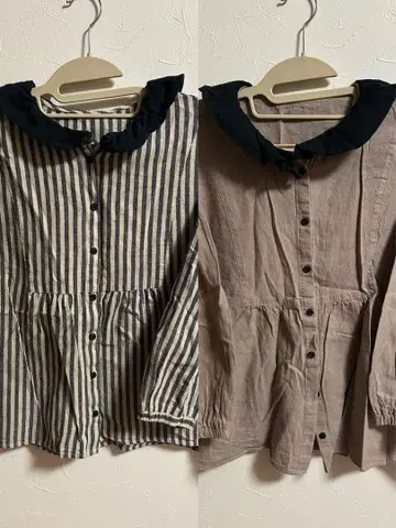 사만사 모스모스 배색 옷깃 프릴 블라우스