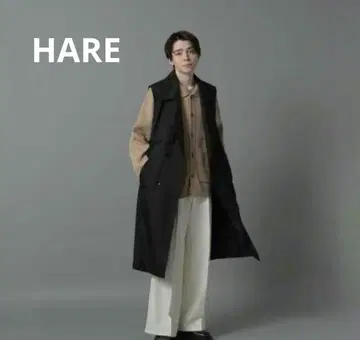 HARE 슬리브리스 롱 트렌치코트 베스트 남성용
