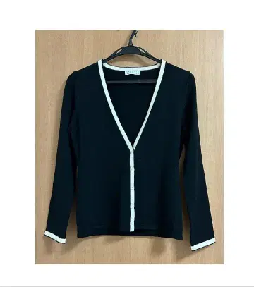 바니스 가디건 블랙 바이컬러