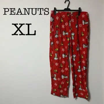 PEANUTS 스누피 패턴 팬츠 [ XL ] 레드 빨간색 룸웨어 귀여움
