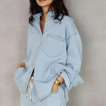 BARNYARDSTORM 컷 데님 셔츠 자켓 페일 블루