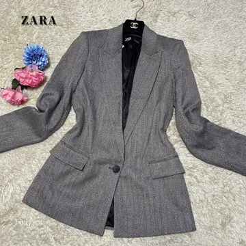 [ 미사용 새상품 ] ZARA 테일러드 자켓 헤링본 USA XS 그레이