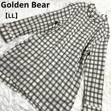 골든 베어 체크 무늬 핀턱 셔츠 블라우스 튜닉 LL