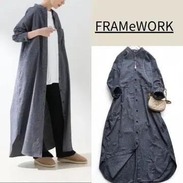 새상품급 프레임워크 FRAMeWORK 셔츠 원피스 긴팔 그레이 프리