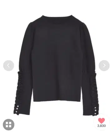 [VERY 콜라보] 소매 프릴 퍼프 슬리브 니트탑 블랙