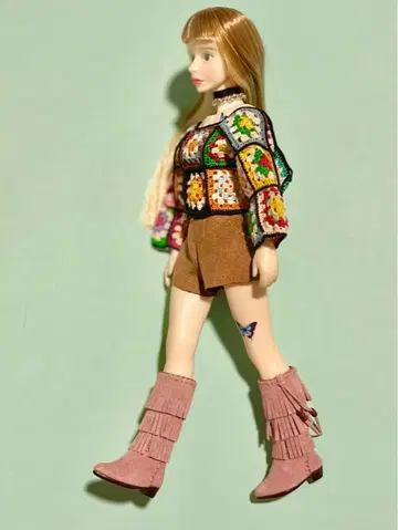 리카짱 스웨이드 프린지 부츠 체리짱 브라이스