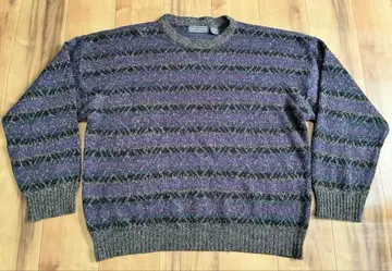 빈티지 DAVID TAYLOR 보더 니트 스웨터 그레이 퍼플