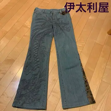 이타리야 드래곤 자수 데님 팬츠