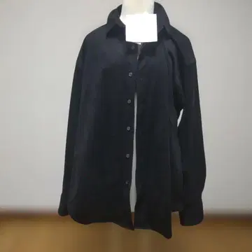 CITEN 블랙 스웨이드풍 긴팔 빅 셔츠