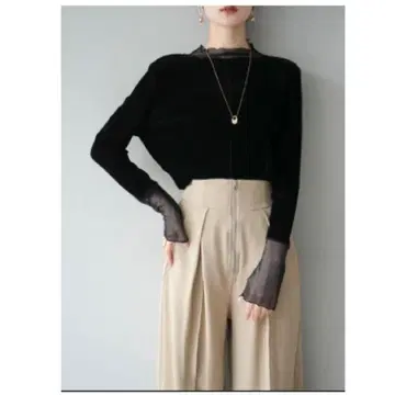 시어 절개 벨로아 상의/블랙 lumier 뤼미에