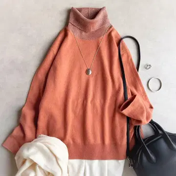 새상품급 파비아나 필리피//실크 캐시미어 혼방 터틀넥 니트 오렌지