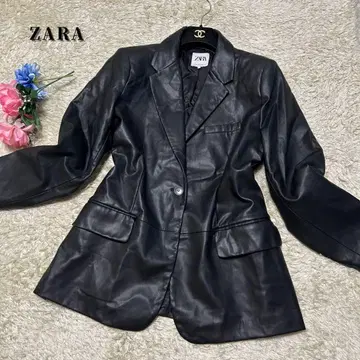 [ 새상품급 ] ZARA 인조 가죽 테일러드 자켓 블랙 USA XL