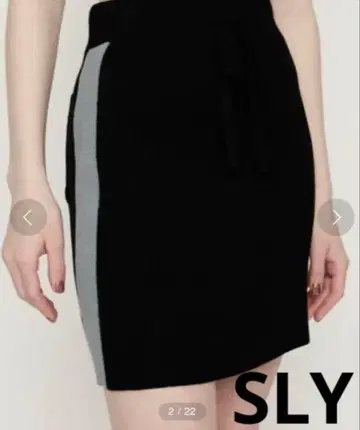 SLY 니트 트랙 사이드 라인 스커트 블랙 x 그레이