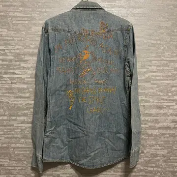 Indian 자수 데님 셔츠 연한 블루 레어