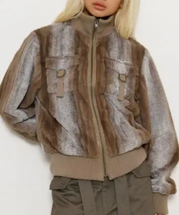 LAGUA GEM RIB DOCKING 인조 모피 자켓