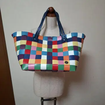 컬러풀 체크 무늬 토트백