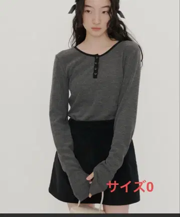 GIUNON 지우논 롱 슬리브 리브 상의