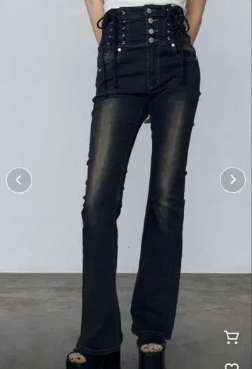 EMODA 행 레이스업 하이웨스트 팬츠