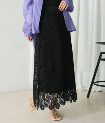 플라워 레이스 타이트 스커트 블랙 38 부즈루드