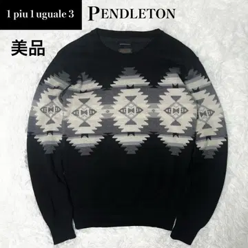 새상품급 우노피우우노우구알레토레 펜들턴 니트 콜라보 V L 블랙