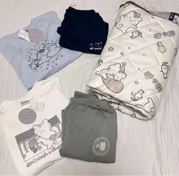 미사용 새상품 화이트 타이거와 블랙 타이거 깔개 파자마 상하의 세트