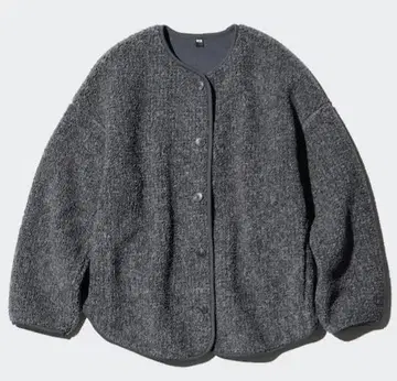 UNIQLO 플리스 자켓 그레이 버튼 포함