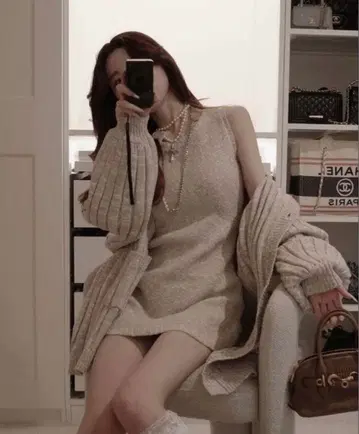 Darich 샤베트 앙상블 니트 미니 원피스