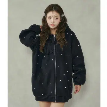 Darich 다리치 DD 로고 비쥬 지퍼 후드티 블랙