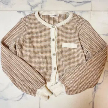 CALNAMUR 트위드 니트 가디건 베이지