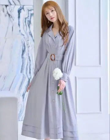 에밀리아 태그 플레어 프론트 버튼 원피스 M