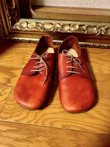 빈티지 grow naturally 가죽 레이스업 슈즈 레드