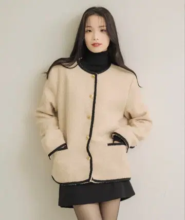 NEUNA 누나 트위드 자켓 노카라 자켓