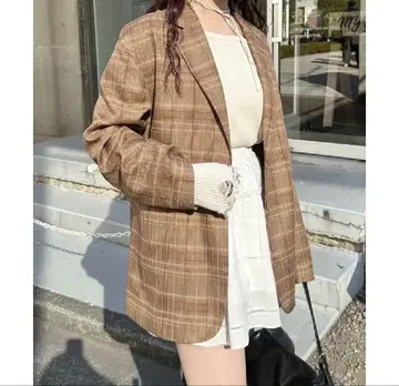 [ 미사용 새상품 택 포함 ] Kastane 자카드 체크 자켓