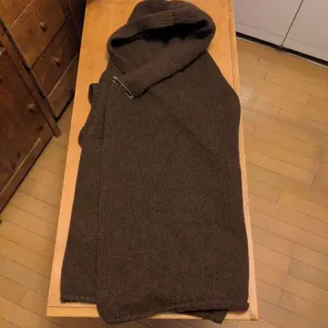 브라운 니트 후드 베스트