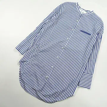 새상품급 THE SHINZONE 롱 기장 셔츠 원피스 블루 스트라이프