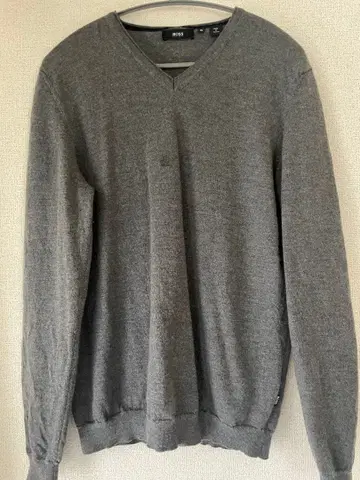 BOSS 그레이 V넥 스웨터 XL