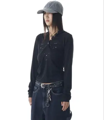 aakam 스터드 후드티 후디 블랙 한국